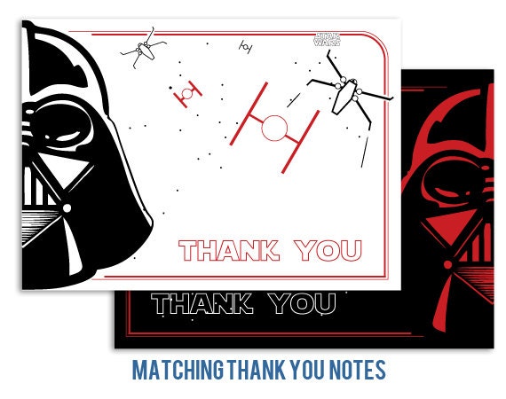 Star Wars Darth Vader thank you notes Star Wars party