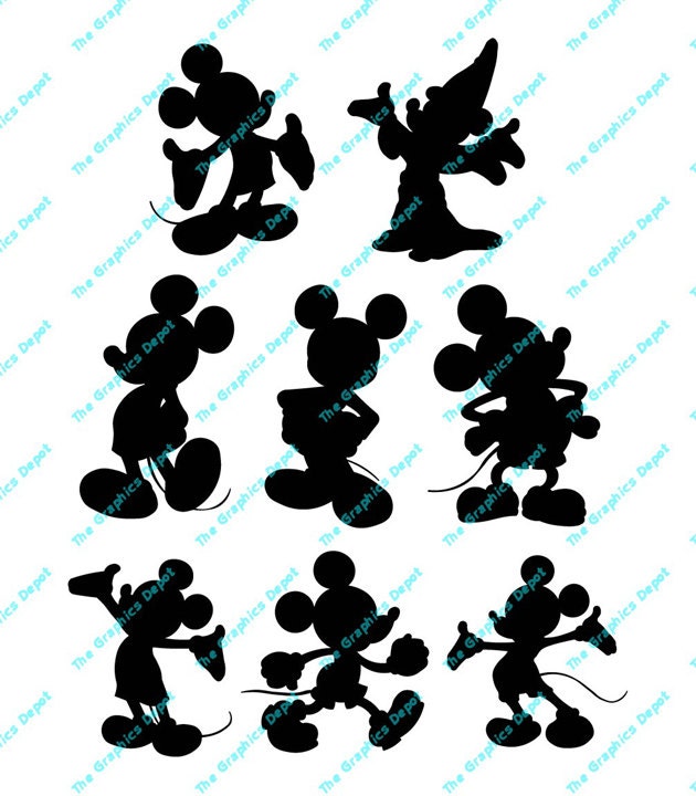 Mickey Mouse Silhouettes svg dxf pdf ai eps files