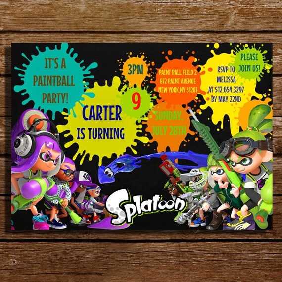 Splatoon Invitation Splatoon Birthday Party by CoralPartyDecor