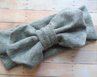Baby Bow Headband, Baby Headband, Baby Bows, Newborn Headband,Toddler Headband, Messy Bow Headband,Grey Bow Headband,Bow Baby Head Wrap