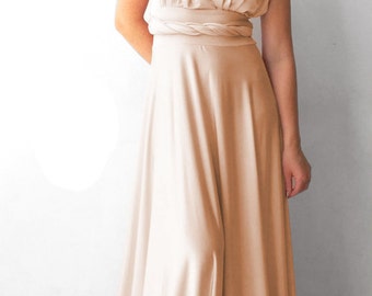 Champagne infinity dress - floor length wrap dress +55 colors
