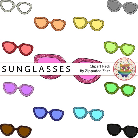 Rainbow Glitter Sunglasses Clipart 13 by ZippadeeZazzDesigns