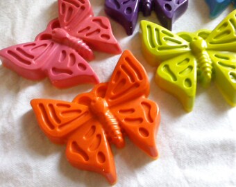 Recycled Crayons - Bright Butterfly Shaped Crayon - Set of 2 - Children Birthday Party Favor Gift