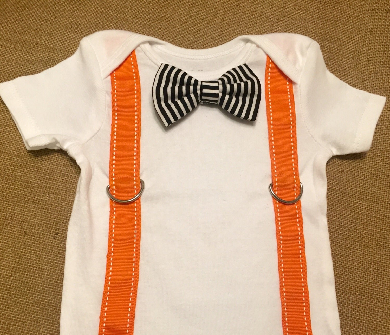 Baby boy Halloween snap on bowtie or tie onesie with
