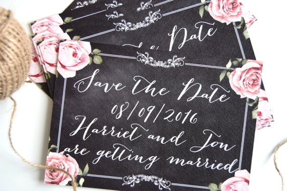Vintage Chalkboard Wedding Save The Date Card SAMPLE ONLY