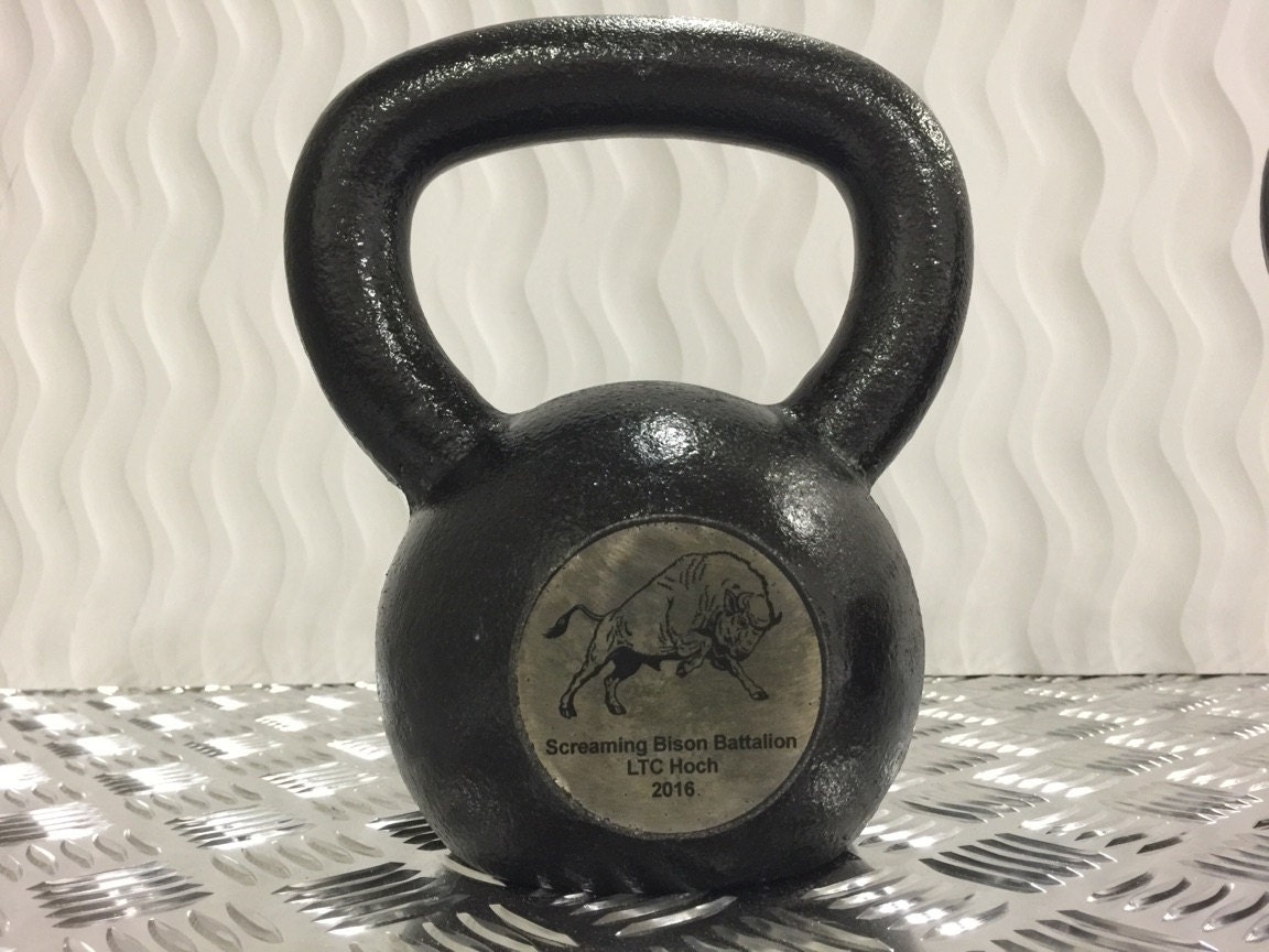 Custom engraved kettlebell with text / image by