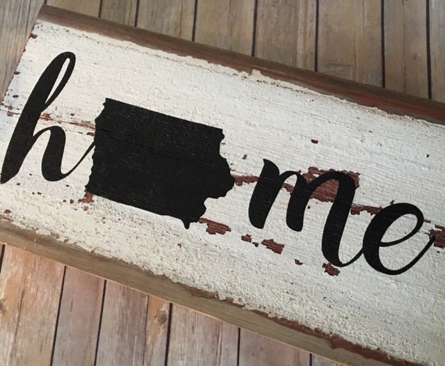 Iowa Home Rustic Decor Sign State home reclaimed wood sign