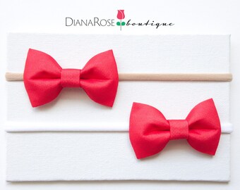 Christmas Red Bow Fabric Headband Mini Baby Hair Clip Christmas Headband Baby Headband Baby Bow Red Nude White Nylon Headband Holiday