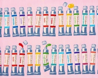 Color Paints, Oil Colors printed Fabric made in Japan / Half Yard 45cm by 108cm or 18" by 43"