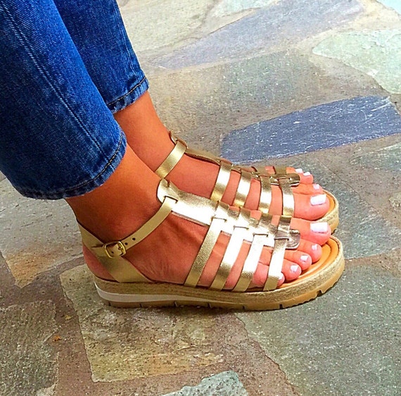 gold high gladiator sandals
