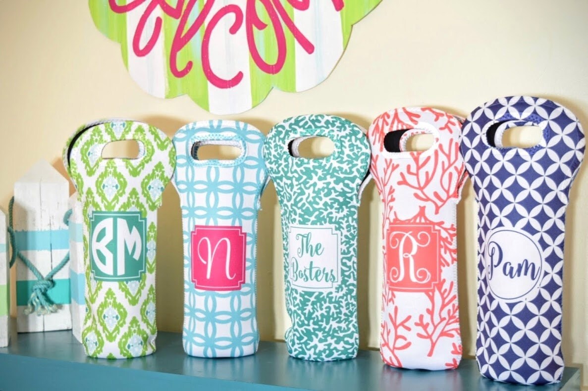 monogrammed wine bags and totes