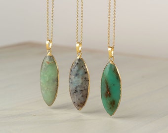 Australian Jade Necklace Natural Australian Jade Pendant Chrysoprase Necklace Statement Necklace boho necklace simple elegant necklace
