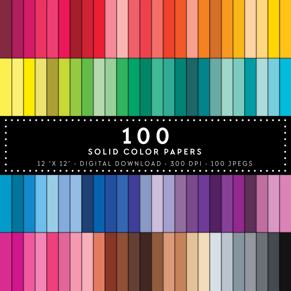 100 solid color paper Digital paper Commercial use rainbow