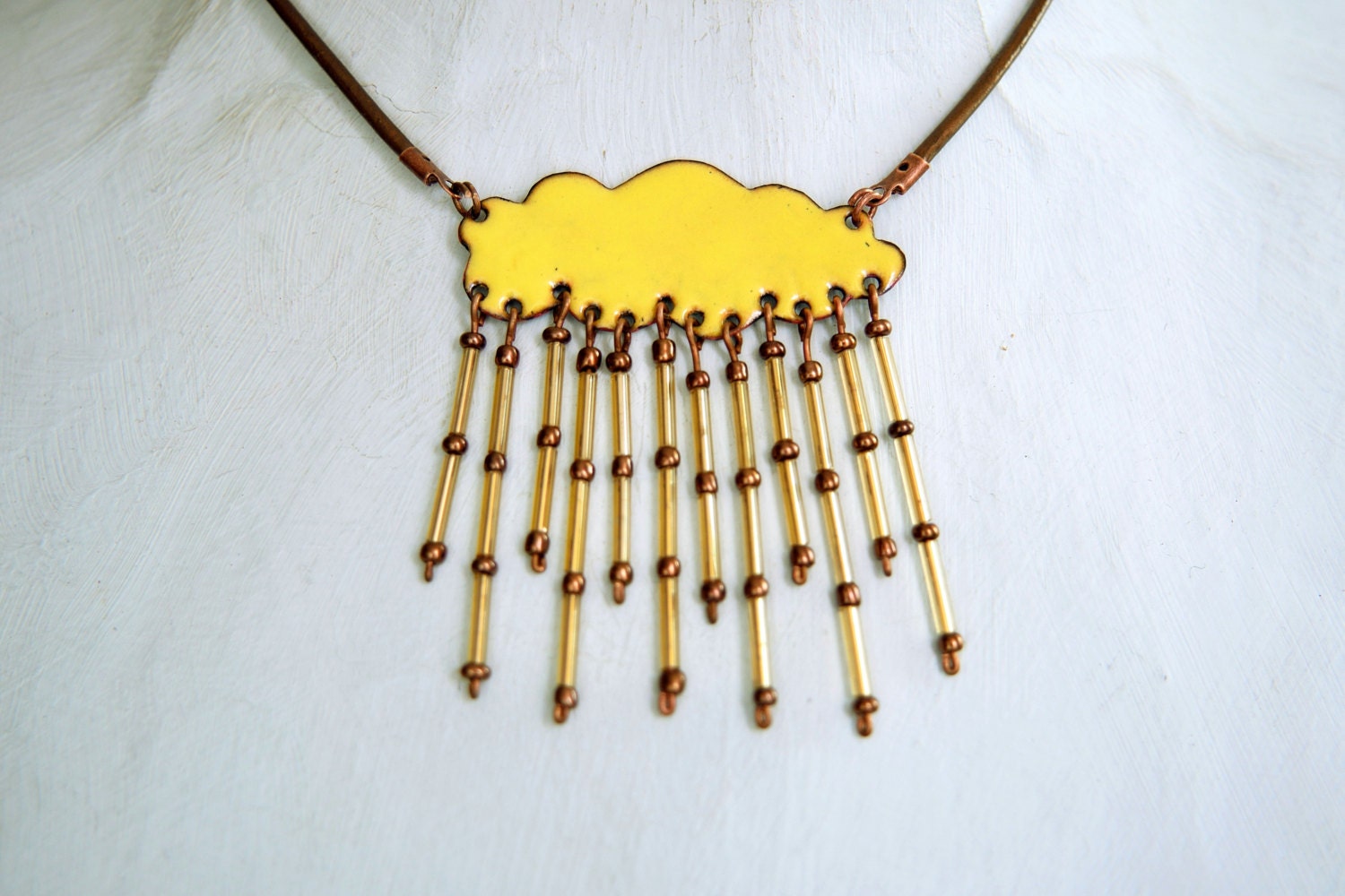 Enamel Necklace Cloud Necklace Golden Shower Summer by miskka