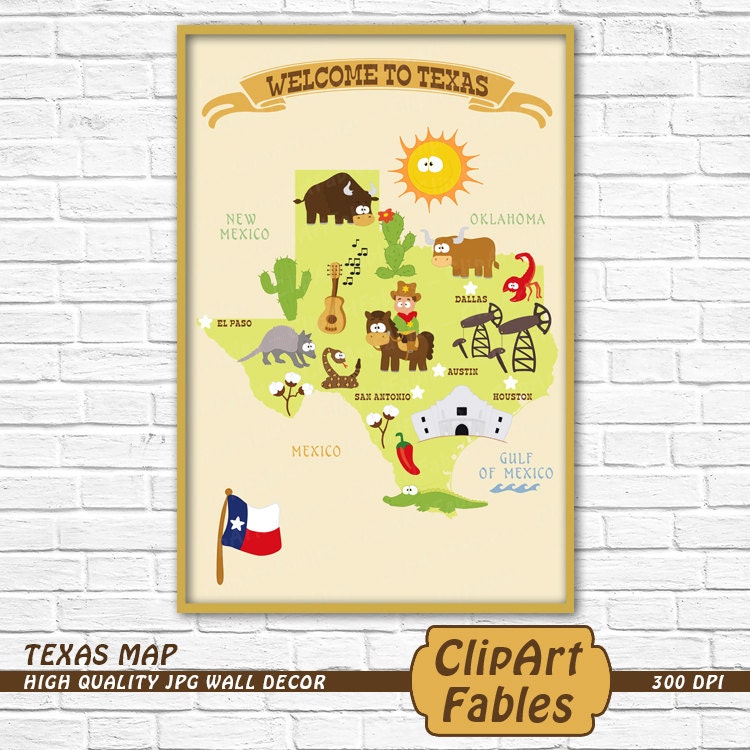 TEXAS map TEXAS state wall art kids wall art Printable art by