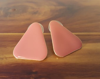 Coral Enamel and Metal Vintage Earrings from Early 1980's