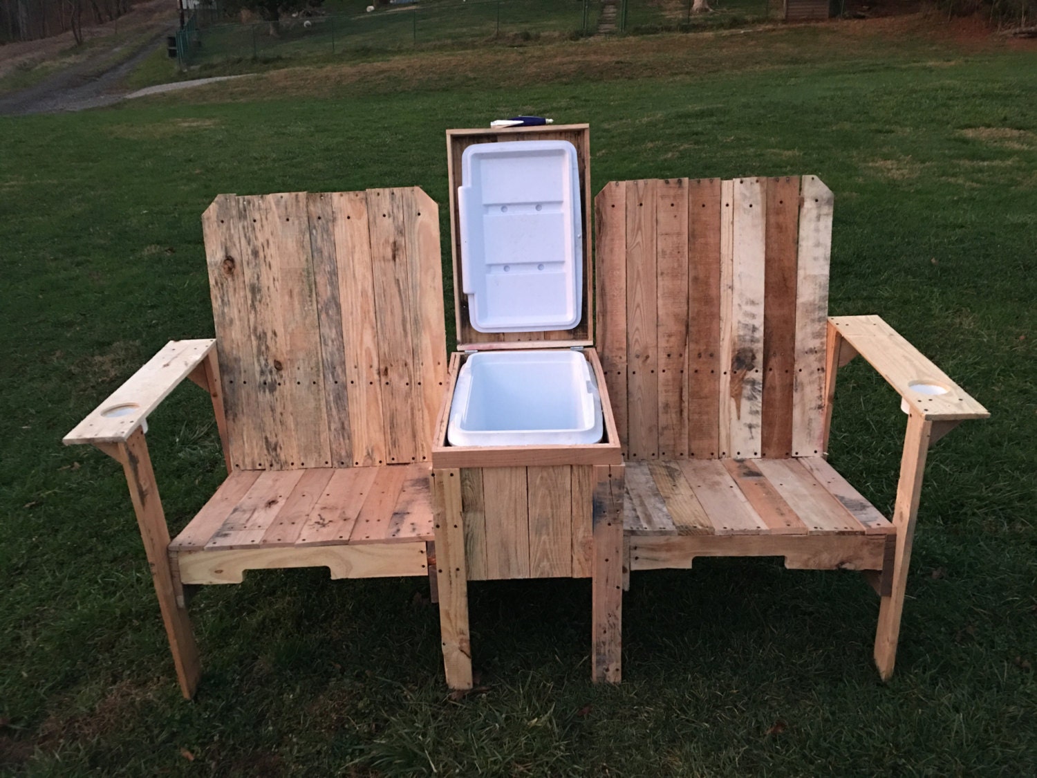 set of adirondack chairs with built in cooler by woodwisewv