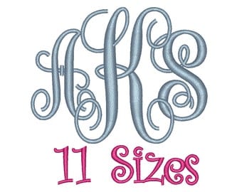 Interlocking Monogram Embroidery Font 11 Sizes Machine BX Embroidery Fonts Embroidery Monogram Fonts 3 Letter Monogram - Instant Download