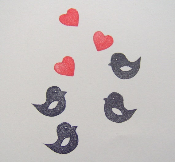 Love birds stamp set of 3 lovebirds rubber stamp bird