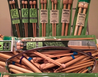 New Bamboo Knitting Needles 9" Single Point SP Clover Takumi Set Pair