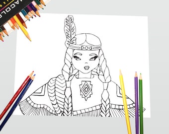 Indian Coloring Page, Indian Coloring, Thanksgiving Coloring Page, Thanksgiving Coloring, Indian Printable, Native American