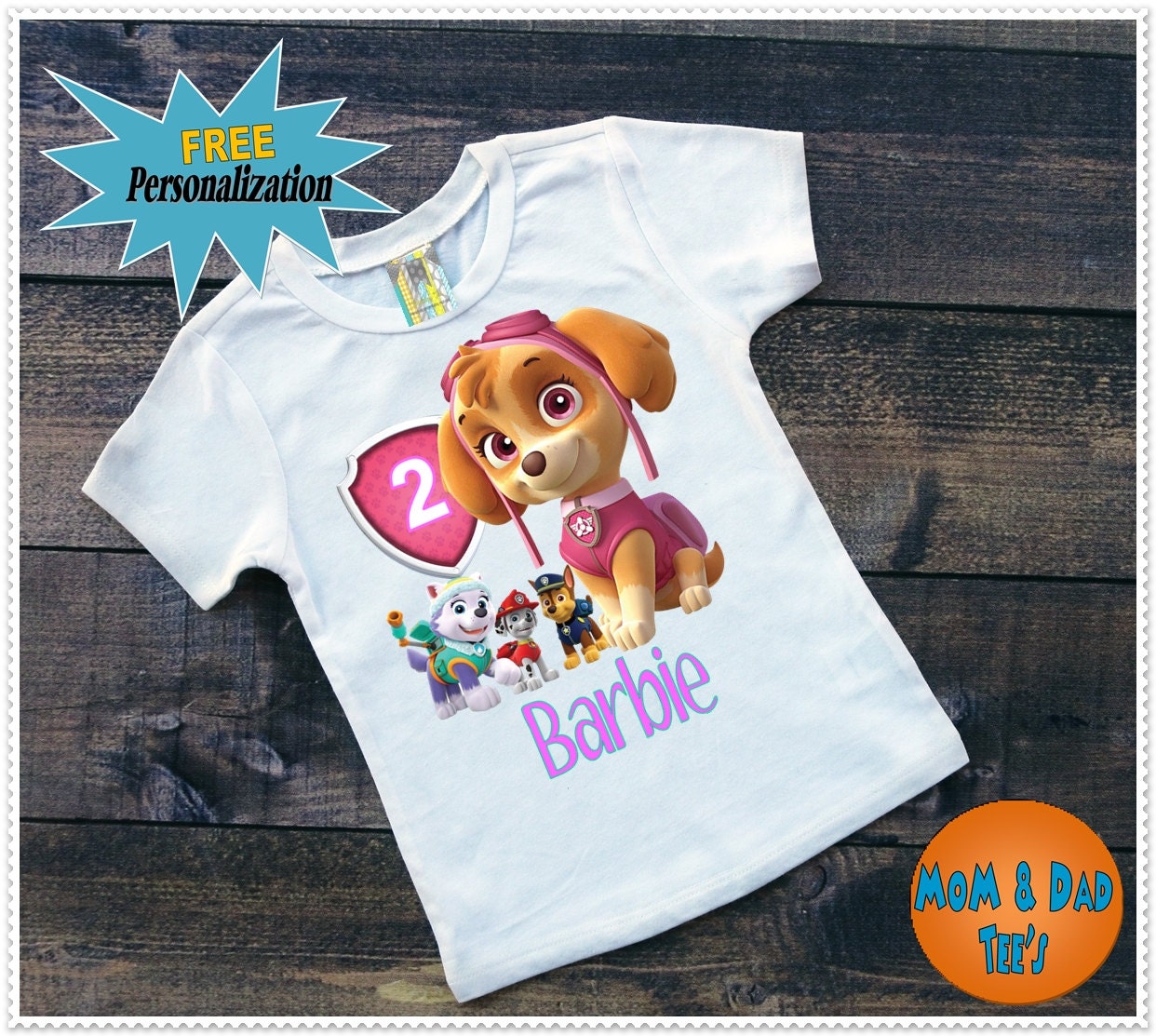 Girls Paw Patrol Birthday Tee Shirt or Bodysuit Tee size 2T