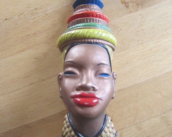 Mid century modern 50s African beauty wall mask