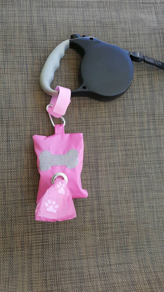 Items similar to Pink Dog Poop waste bag holder dispenser w/ silver