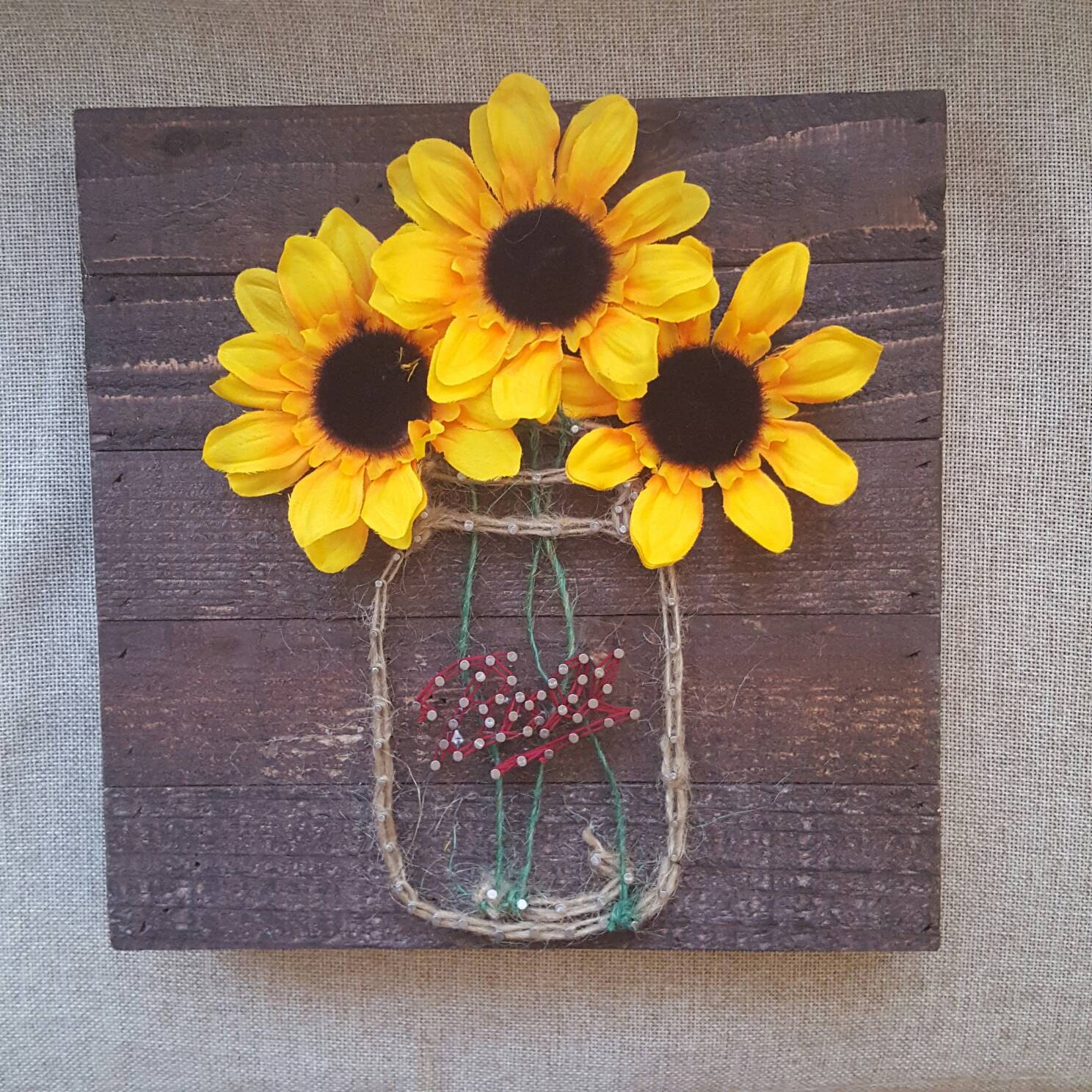 Sunflower Mason Jar String Art String Art Flower Mason Jar