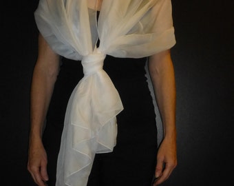 White Chiffon Wrap - Shawl - Scarf