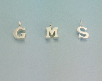 Tiny Sterling silver initial charm. 5mm Sterling silver initial charm. Silver Letter Charm. 925 Sterling Alphabet Charm