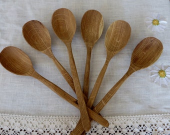 Oak Wood Spoon Handcarved Spoons Organic Spoons Kitchen Utensils Dinerware Cooking Wooden Spoon Salad Spoon Serving Kitchen Gift