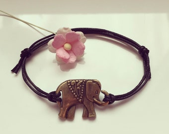 Elephant bracelet in black, sociability, Africa, serenity, wisdom, strength, cohesion,