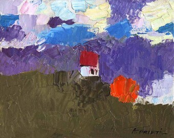 OIL PAINTING ORIGINAL 8X10 canvas board, small palette knife painting, small modern painting, small impasto painting, small landscape
