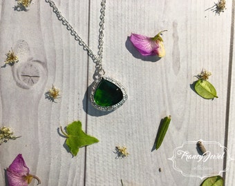 Green crystal necklace, sterling silver 925 jewelry, crystal pendant, romantic, wedding gift, bridesmaid gift