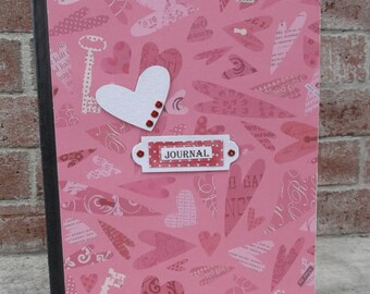 Altered Composition Book, Journal, Hearts