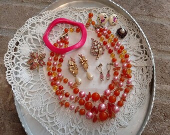 Vintage Pink Costume Jewelry from the 1970's