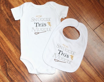 Harry Potter Onesie Harry Potter Bib New Baby Bib Snuggle this Muggle onesie Harry Potter bodysuit Disney onesie snuggle this muggle