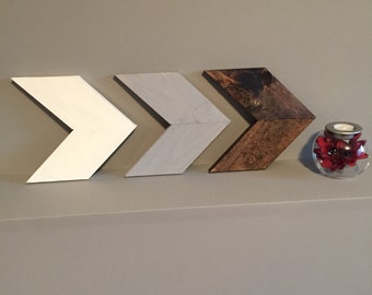 White, grey, brown wooden Arrow wall decor set of 3
