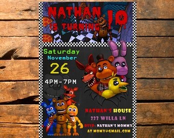 Five Nights at Freddy's Birthday Invitation, FNAF Invitation, Five night at freddy, FNAF Invite,Five Nights at Freddy's Invitation
