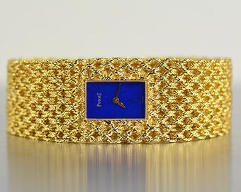 Piaget Bracelet Watch 18K Yellow Gold with Blue Lapis Lazuli Dial. VERY RARE