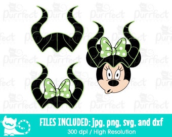 Disney Maleficent Horns SVG, Minnie Halloween Maleficent Horns SVG, Disney Digital Cut Files in svg, dxf, png and jpg, Printable Clipart
