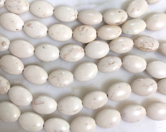 White Magnesite Oval Beads