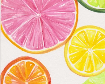 Tropical Fruit watercolors paintings original by SharonFosterArt