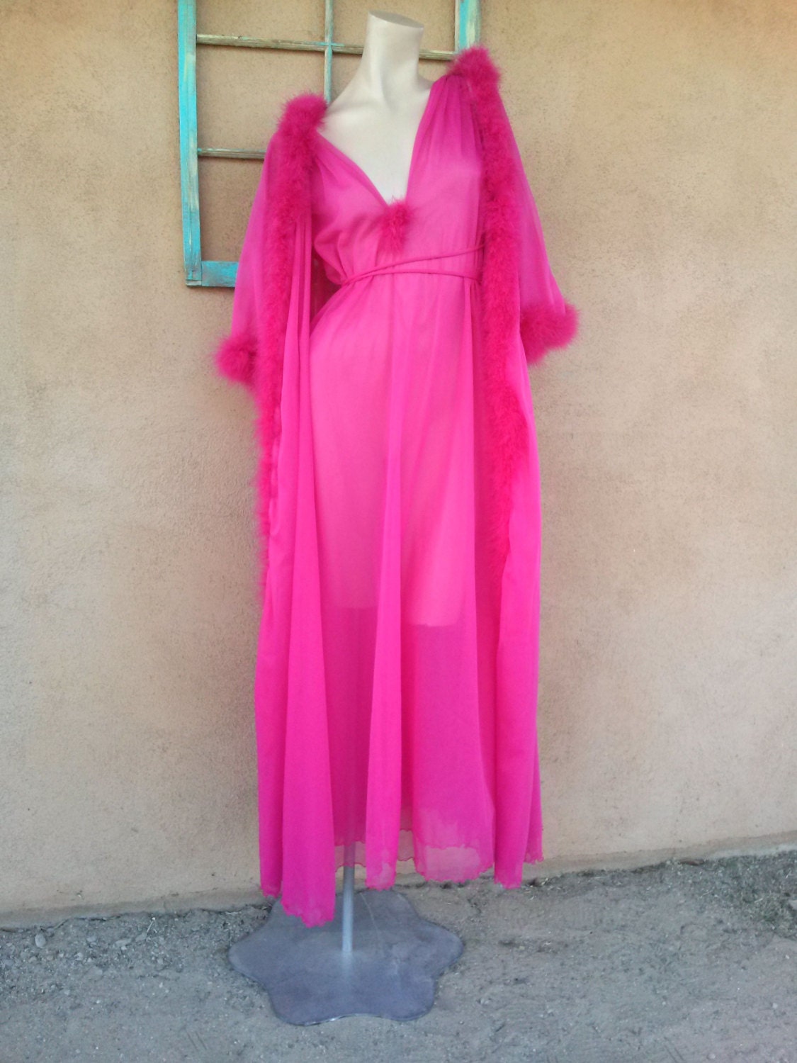 satin marabou robe
