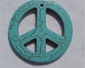 Turquoise Magnesite Peace Sign Pendant 33mm