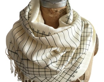 Accounting Scarf. Accountant gift, CPA gift, tax preparer, bookkeeper gift. Ledger Paper Print linen weave pashmina. Silkscreen print.