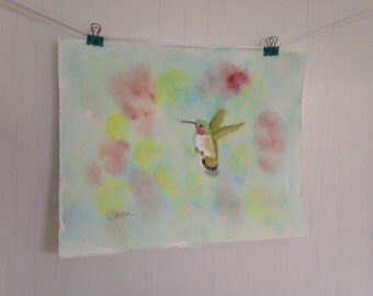 Original Hummingbird Painting, Hummingbird Watercolor, Original Bird Painting, Bird Art, 8 x 10 inch, original watercolor, Home Decor