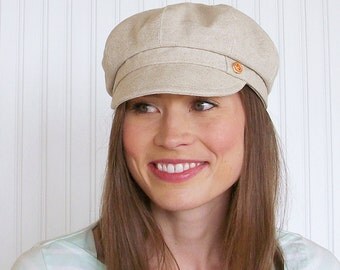 Newsboy Hat, Hats For Women, Beige Womens Hat, Linen Newsboy Cap, Summer Hat