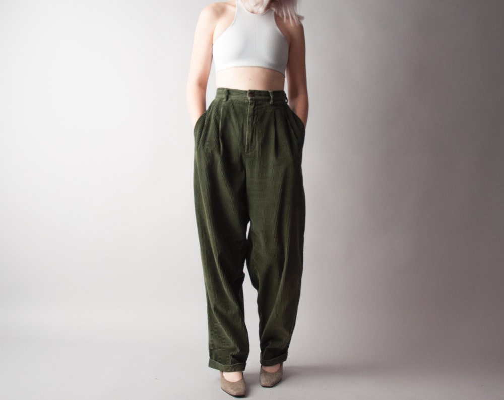 green corduroy trousers womens